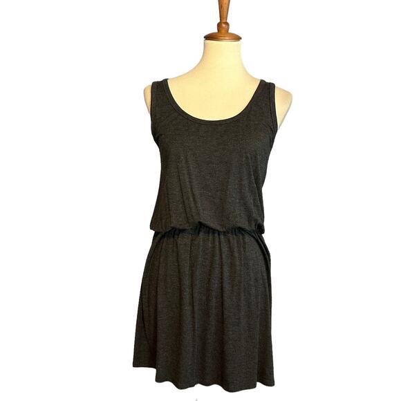Susana Monaco Gray Blouson Mini Dress MEDIUM Sleeveless Designer Minimalist $158 - Picture 1 of 7